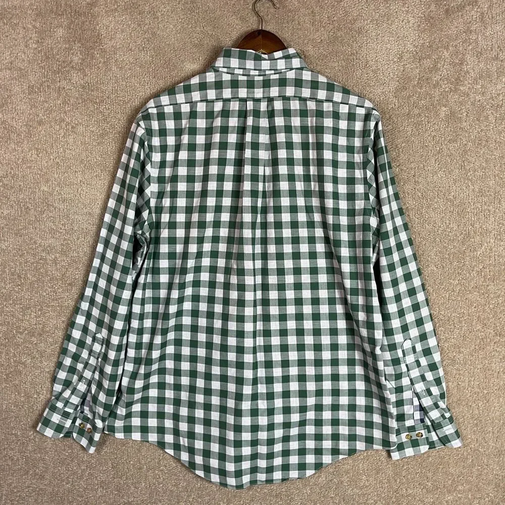Brooks Brothers Button Down Shirt Mens Large L White/Green Check Non Iron Supima - Picture 7 of 8